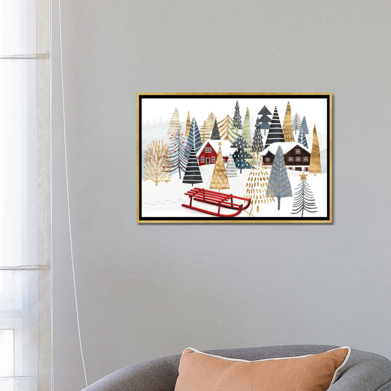 «Christmas Chalet Collection A» par Victoria Borges - impression d'art graphique, H 18 po x l 26 po x P 1,5 po, Aucun mat