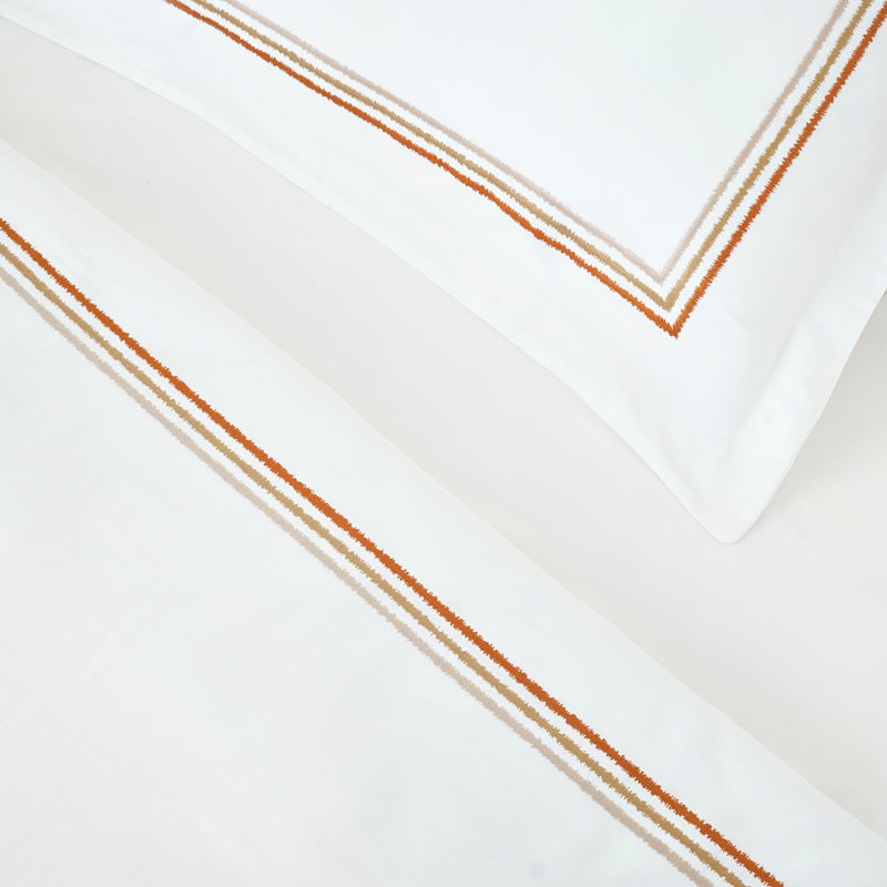 Garyson Cotton Solid Colour Duvet Cover Set with Pillowcases, Super King - 2 Standard Pillowcases, White/Mustard