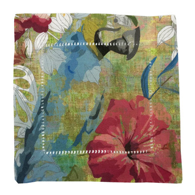 Jungle Love Hemstitch Cocktail 6" Linen/Cotton Napkin