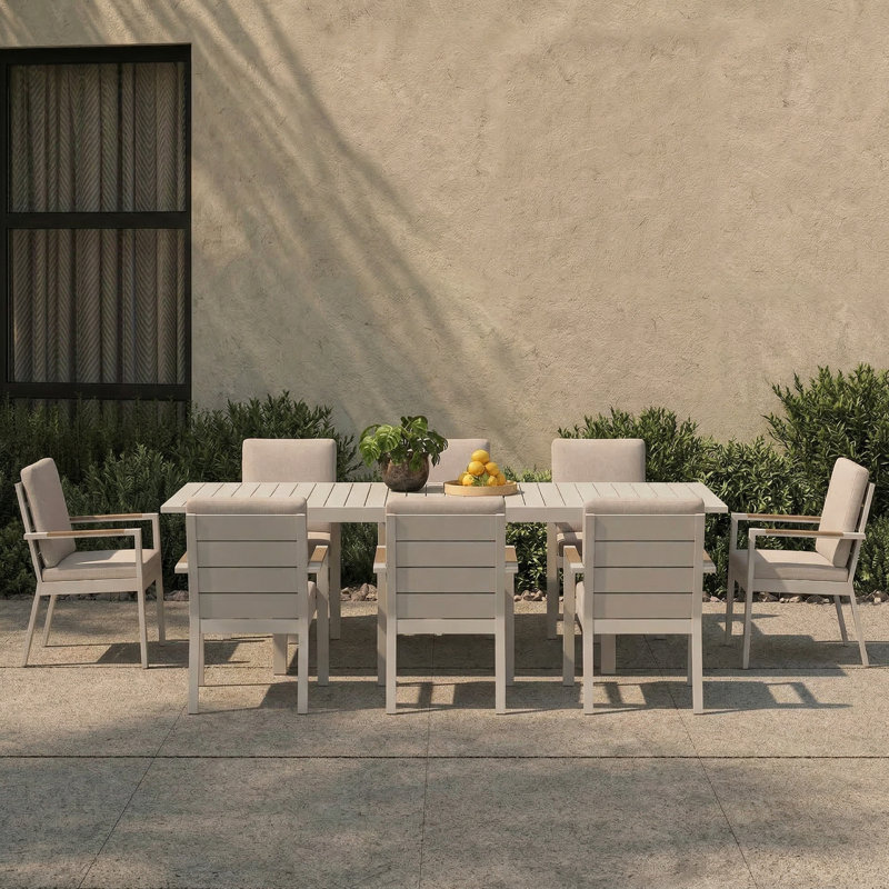Ensemble repas d'extérieur pour 8 personnes avec table rectangulaire extensible Guildford, Flaxen, 8