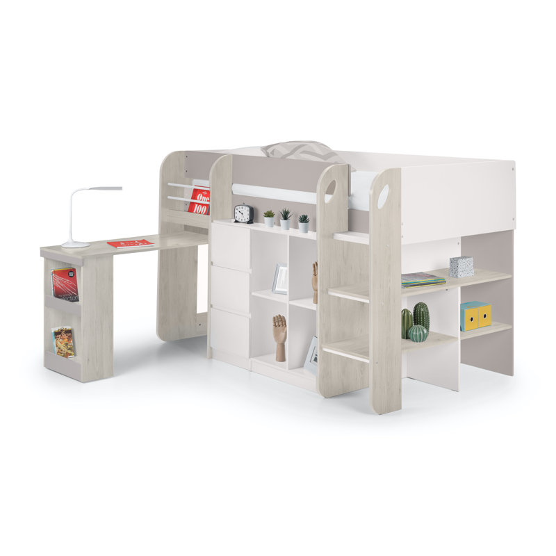 Fia 90 X 190cm Mid Sleepers with Storage Included, Taupe/White