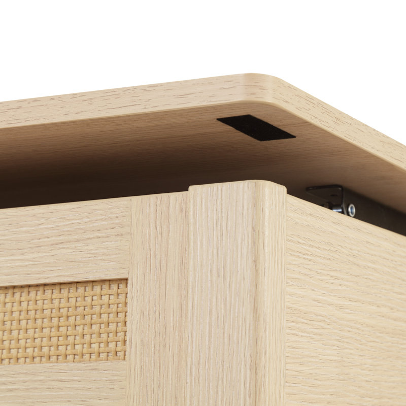 Rattan Lift-Top Coffee Table with Hidden Storage & Open Shelf