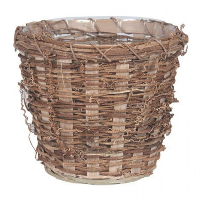 Woven Basket With Vines Planter