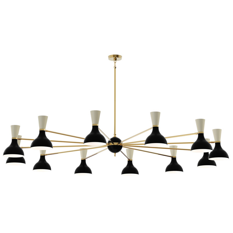 Clare Chandelier, Black, Off White, Modern Brass, 12