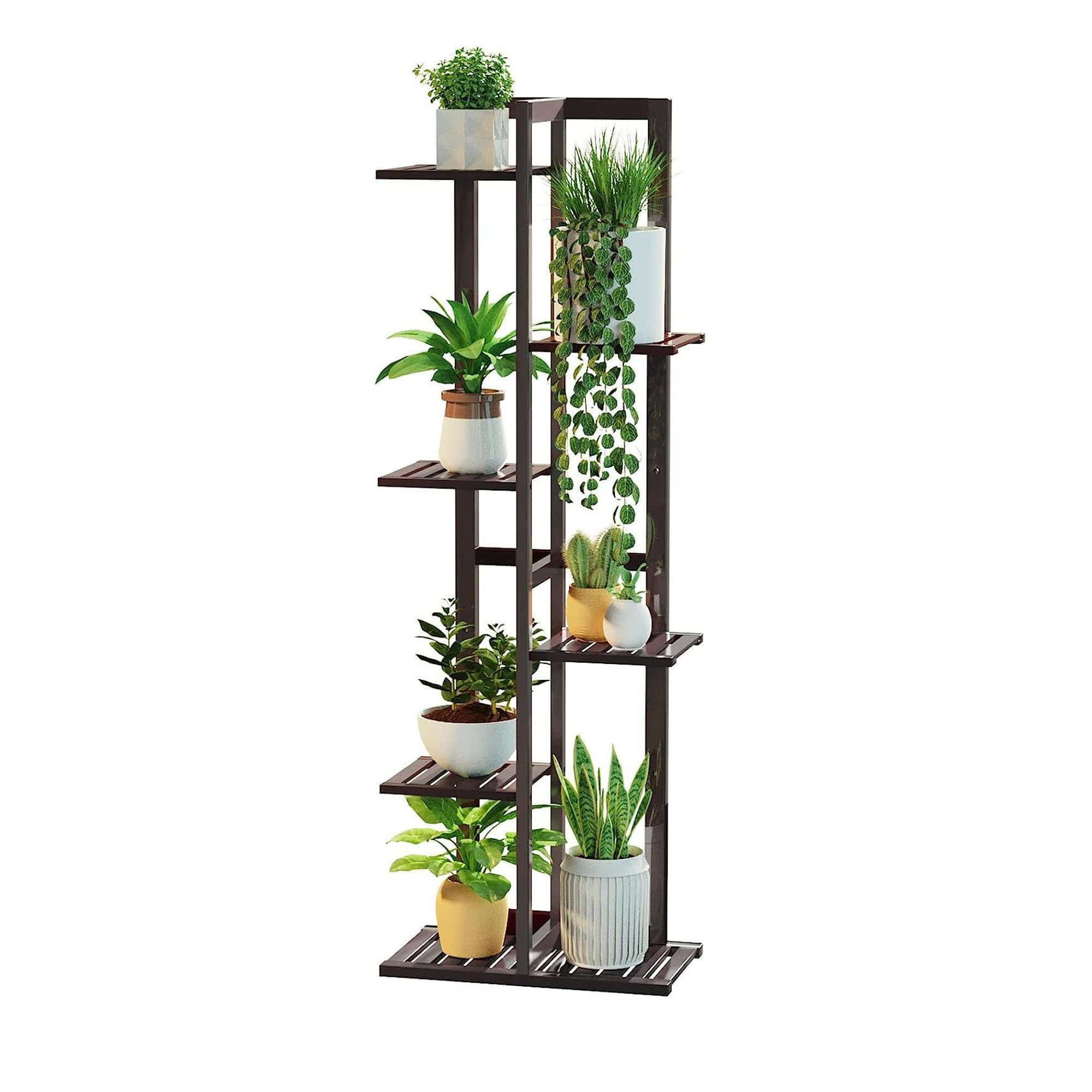 Arlmont & Co. Indoor Plant Stand, Bamboo Corner Shelf for Small Plants ...
