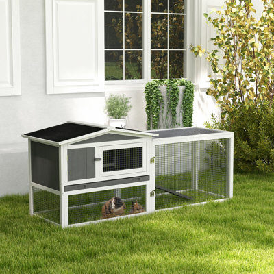 Rabbit , 2-storey, Detachable Run, Waterproof, Room For 1-2 , Grey Large 2-storey Cage, With Waterproof Build,