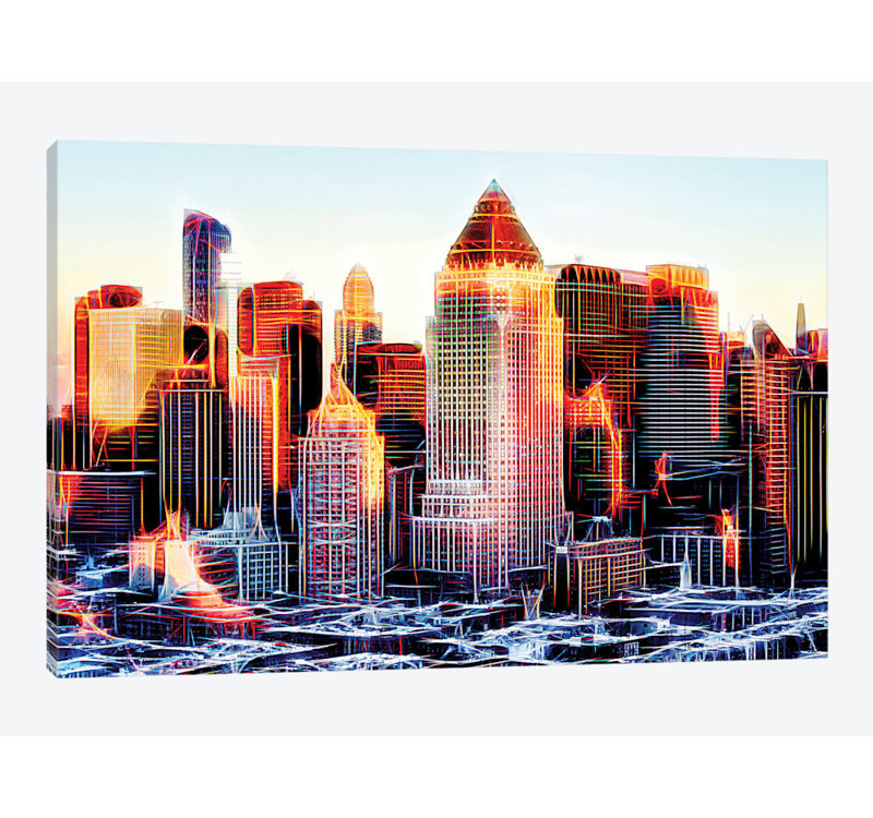 « réflexions », impression sur toile, H 26 po x l 40 po x P 1,5 po, Pas de tapis, Toile tendue