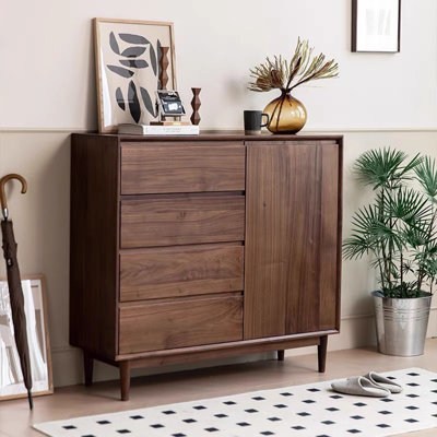 Walnut Minimalist Shoe Storage Cabinet