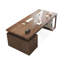 Bureau rectangulaire brun clair en bois massif avec 3 tiroirs-657699949