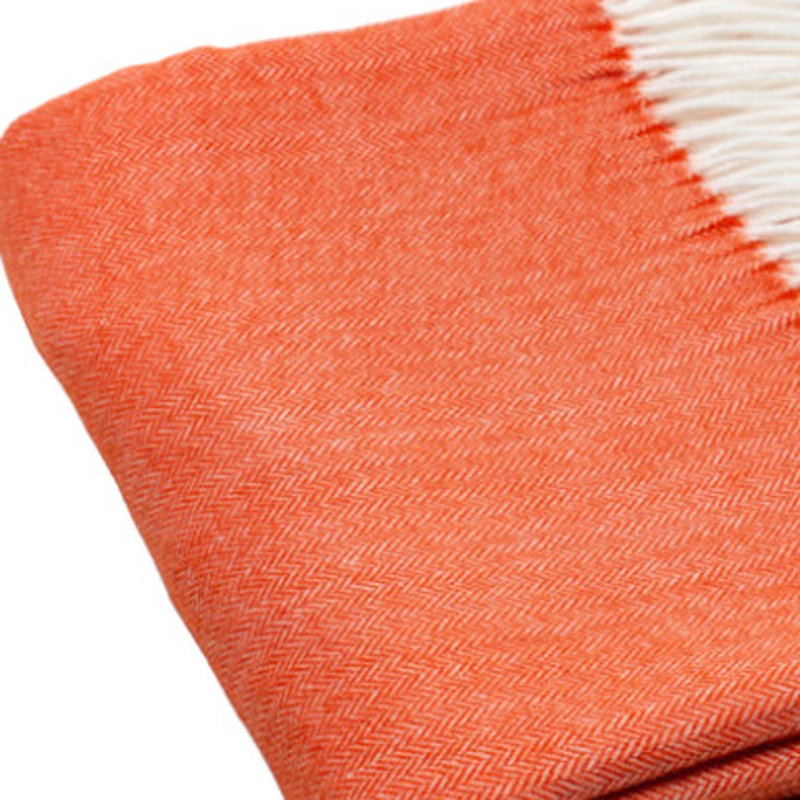 Soft Acrylic Herringbone Throw Blanket, 50" L x 60" W, Dark Orange Herringbone