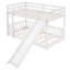 Lit simple superposé au-dessus d'un lit simple avec glissière et échelle, blanc-1368263212