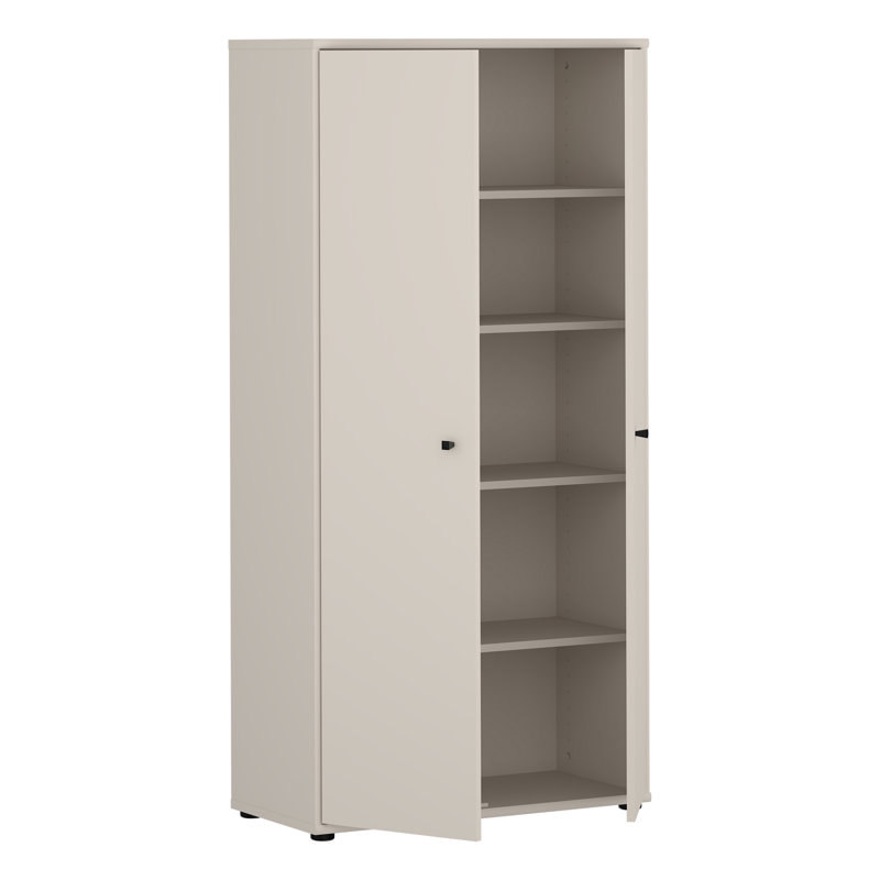 Modern wardrobe with 2 turning doors, spacious interior, engineered wood, beige, 73.7 cm W x 149.5 cm H x 34.8 cm D