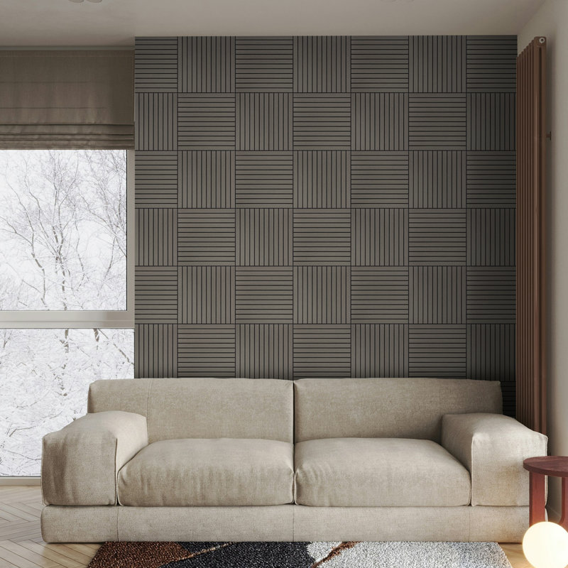 Panneaux muraux à lattes de 11,8 po x 11,8 po en PET, Gris
