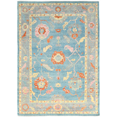 One-of-a-Kind Muted Blue Transitional 10X14'5 Oriental Area Rug