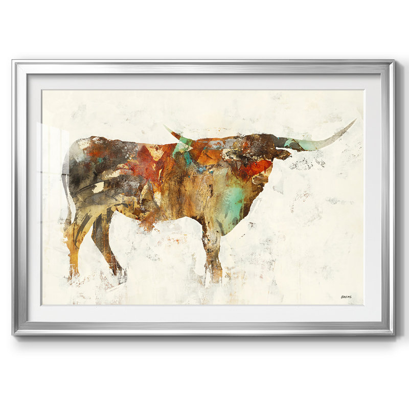 " Long Horn ", Silver, 30" H x 44" W x 1.5" D