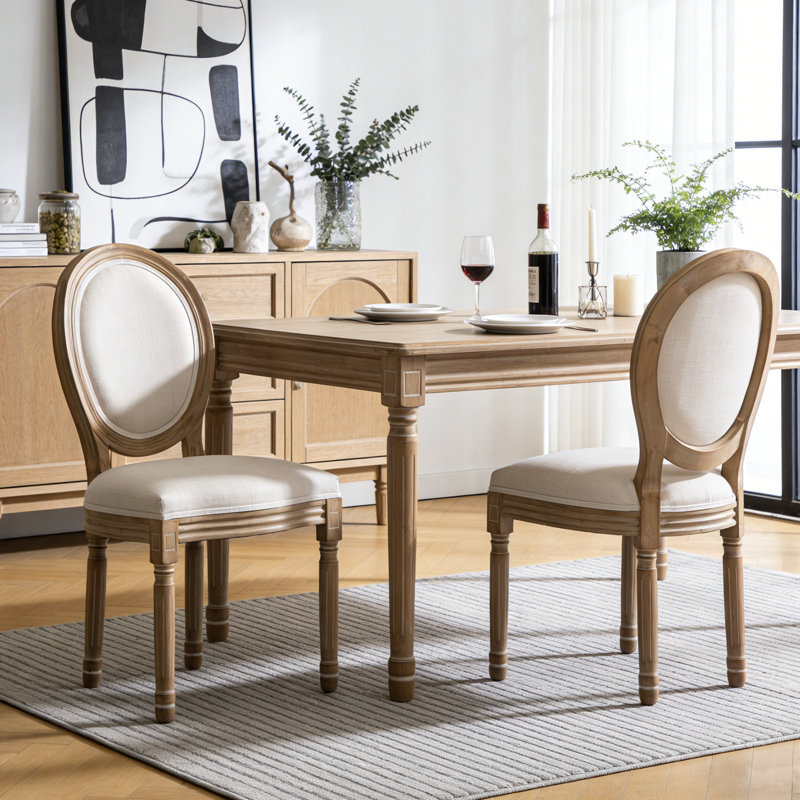 Ensemble de chaises d'appoint Mid-Century vieillies pour 2 personnes, Beige, Beige