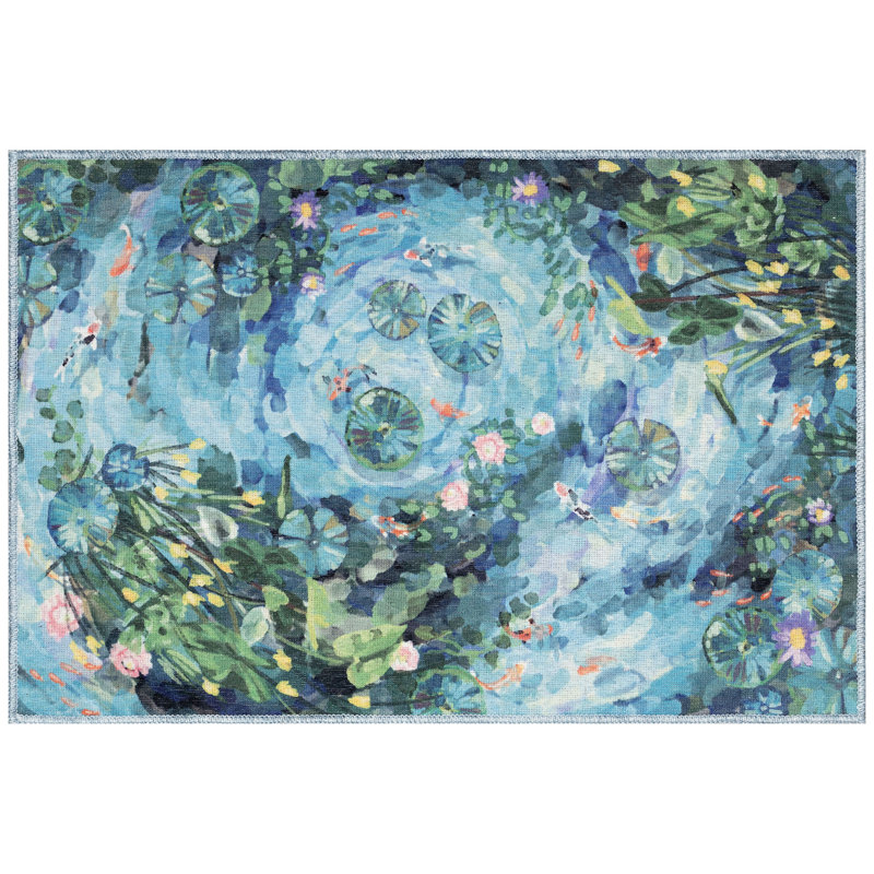 Tapis d'intérieur / extérieur Charron Peace Pond, Rectangle 2 pi 4 po x 3 pi 11 po