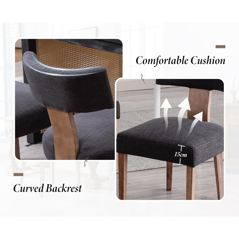 Femke Upholstered Dining Chairs Armless Chair Side Chair Solid Wood Frame, Black