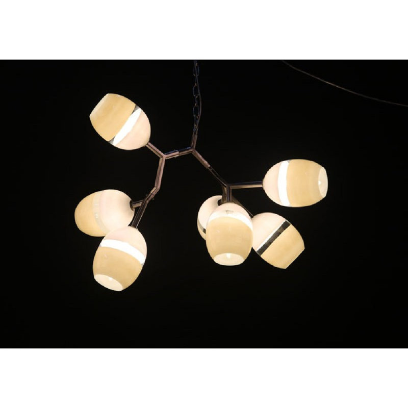 Lustre modulaire en bois clair Cleidy, Bronze, Blanc / transparent / crème, 36” Width x 28” Depth x 26” Height
