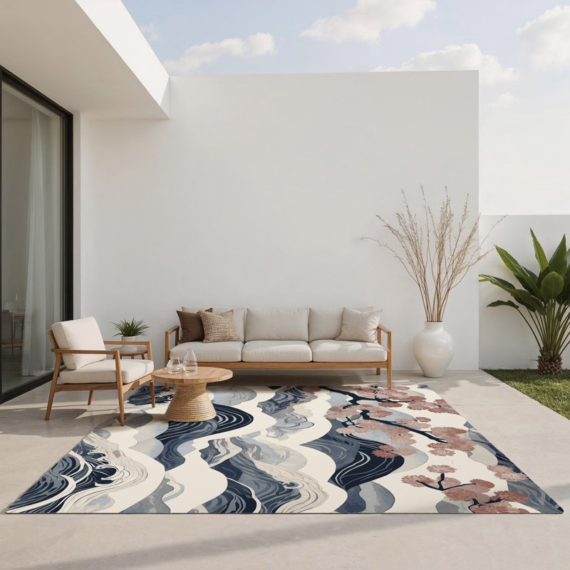 Tapis intérieur et extérieur Serenity In Bloom, Rectangle 1 pi 6 po x 2 pi 6 po
