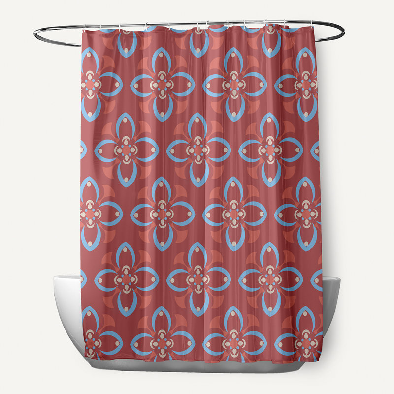 Rideau de douche Katrina, Corail / bleu