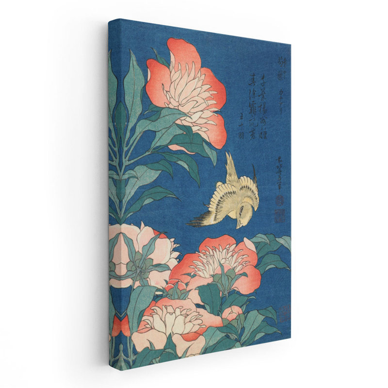 Pivoines et canari, 1833, reproduction d'art sur toile, H 24 po x l 16 po