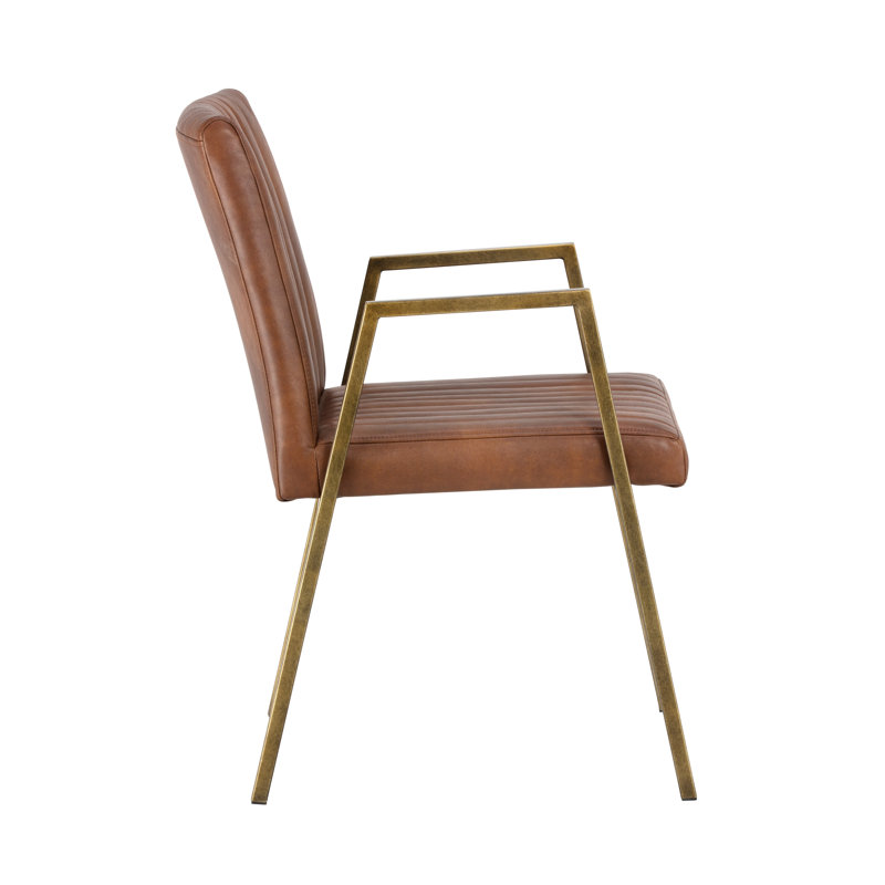 Tufted Armchair, Tan Faux Leather