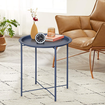 Petite table d'appoint ronde avec plateau amovible, table d'appoint pliante pour la chambre à coucher, le balcon et le jardin