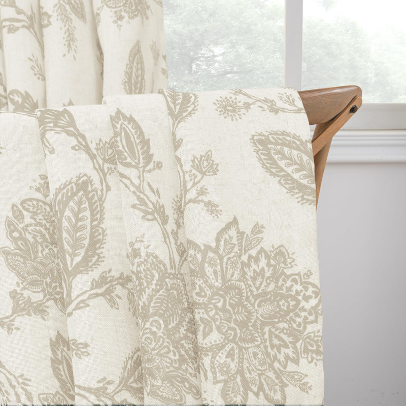 Rideaux occultant à motif cachemire Freda, Beige, L 52 po x L 90 po