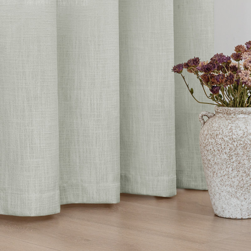 Kambi Linen Blend Semi-Sheer Curtain Panel Pair , Foggy Gray, 52" W x 63" L