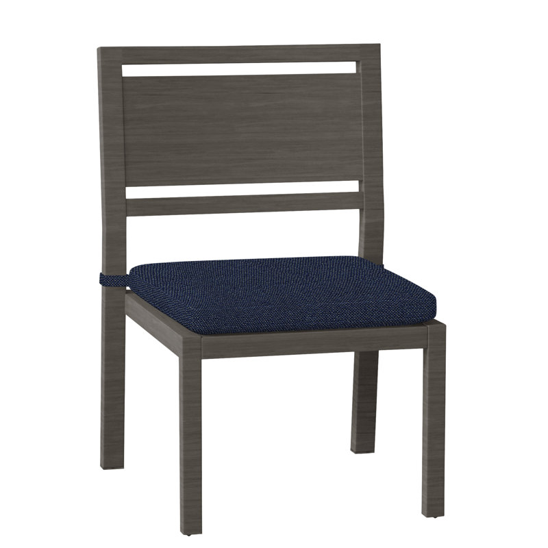 Avondale Patio Dining Side Chair with Cushions, Slate Grey, No Welt, Intermix Indigo