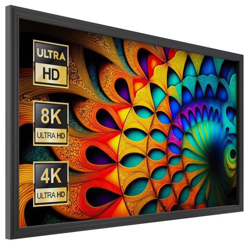 White 51.5" x 89.7" Fixed Frame Wall/Ceiling Mounted Projector Screen