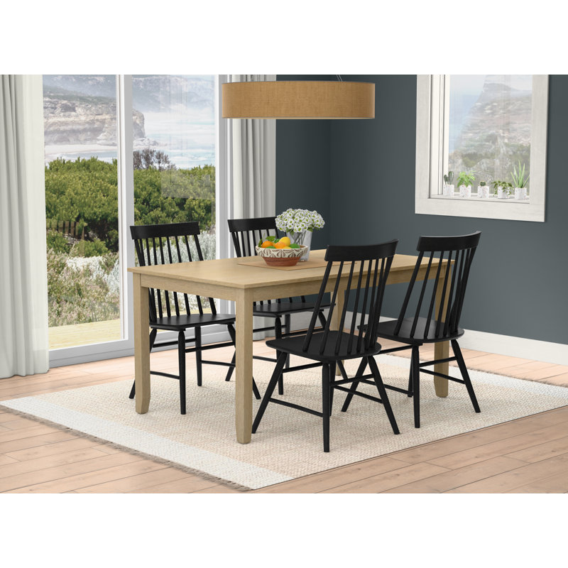 Ensemble de salle à manger 5 pièces avec table et 4 chaises, Noir, Brun