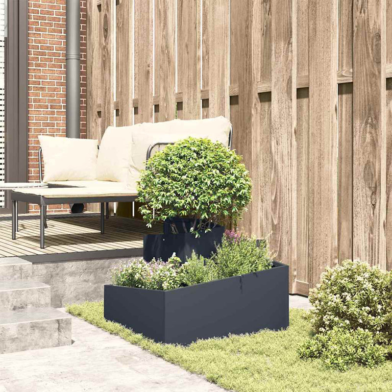 Garden Planter 50 Cm Steel, 50cmH x 60cmW x 60cmD, Anthracite