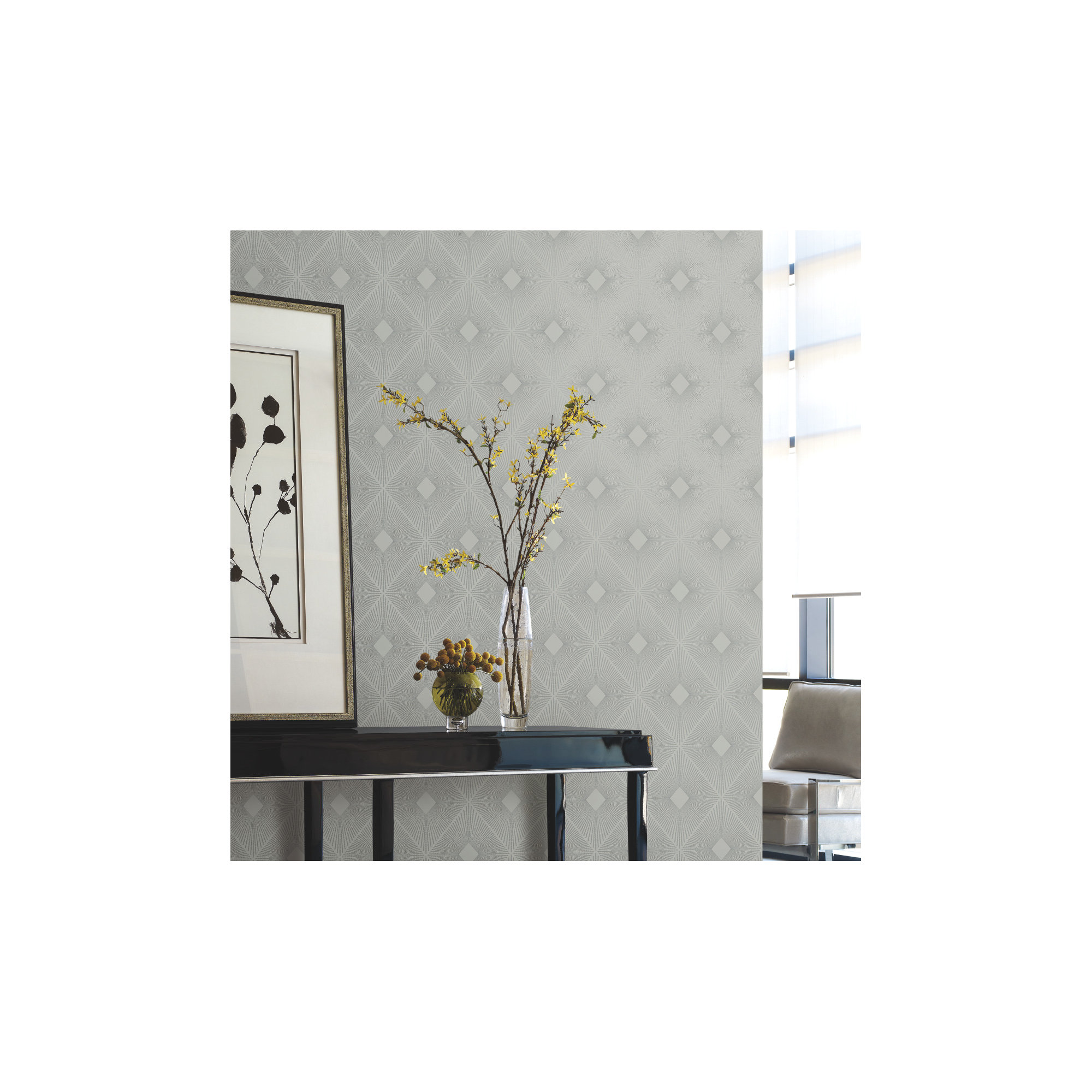 Antonina Vella Modern Metals Modern Geometric Wallpaper, Light Grey/Silver