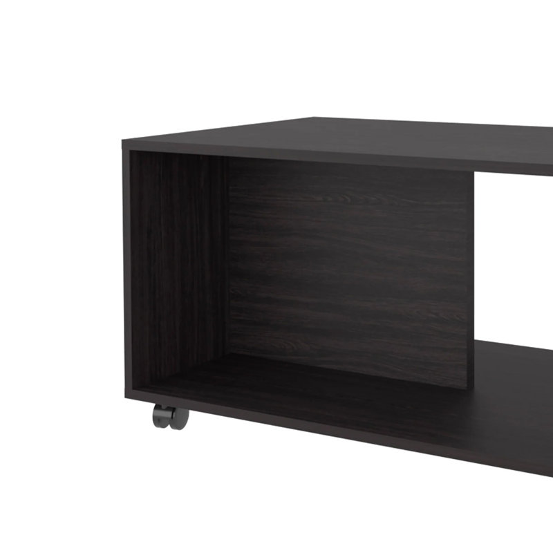 Table basse avec rangement ouvert et roulettes