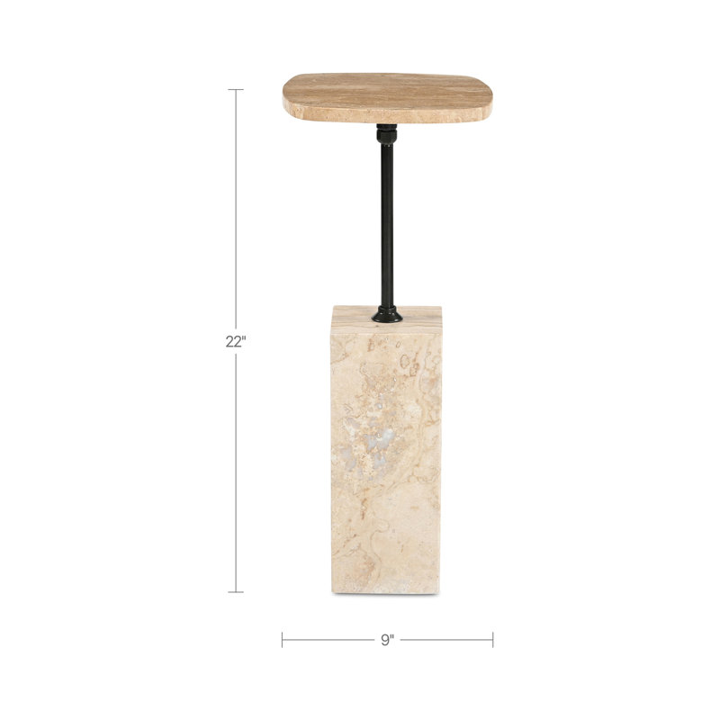 Caro Stone End Table, Beige