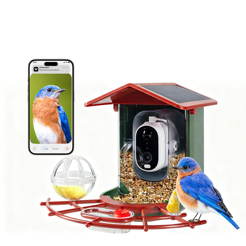 Mangeoire à oiseaux intelligente avec caméra, oiseaux intelligents, panneau solaire, cage à oiseaux intelligente avec caméra, cadeau parfait pour les amoureux des oiseaux