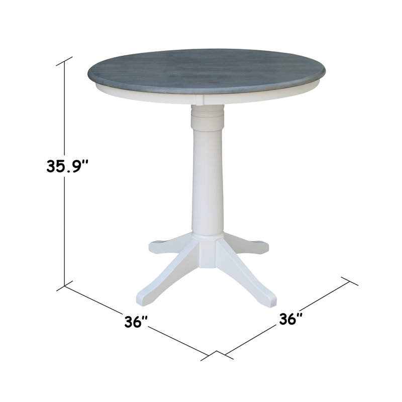 3 - Piece Counter Height Solid Wood Dining Set, White/Heather Gray