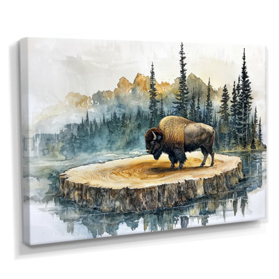 American Bison Into A Summer Landscape I - Bison Wall Art Decor