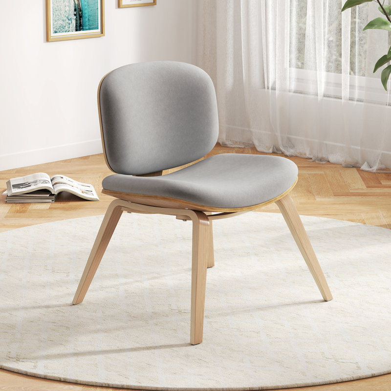 Upholstered Accent Chair, Grey Polyester/Natural