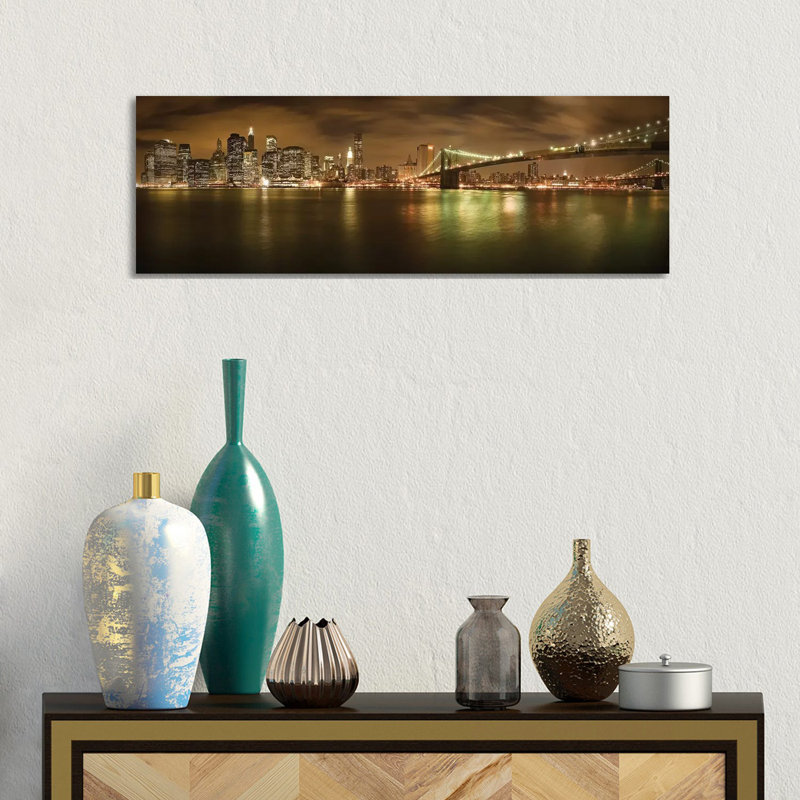 New York Skyline by Shubhra Pandit - Wrapped Canvas Panoramic Print, 30.48 cm H x 91.44 cm W x 1.91 cm D