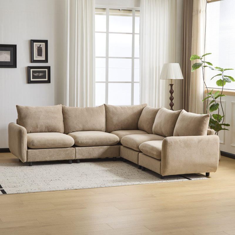 Ryder Modular Sectional Sofa, 34" H x 99.5" W x 99.5" D, Nomad Polyester Blend