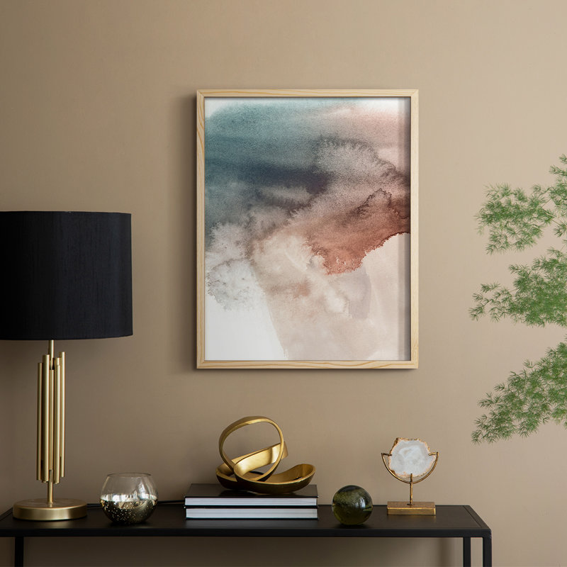 Red Ochre abstrait III, reproduction encadrée - bois massif, H 30 po x l 24 po