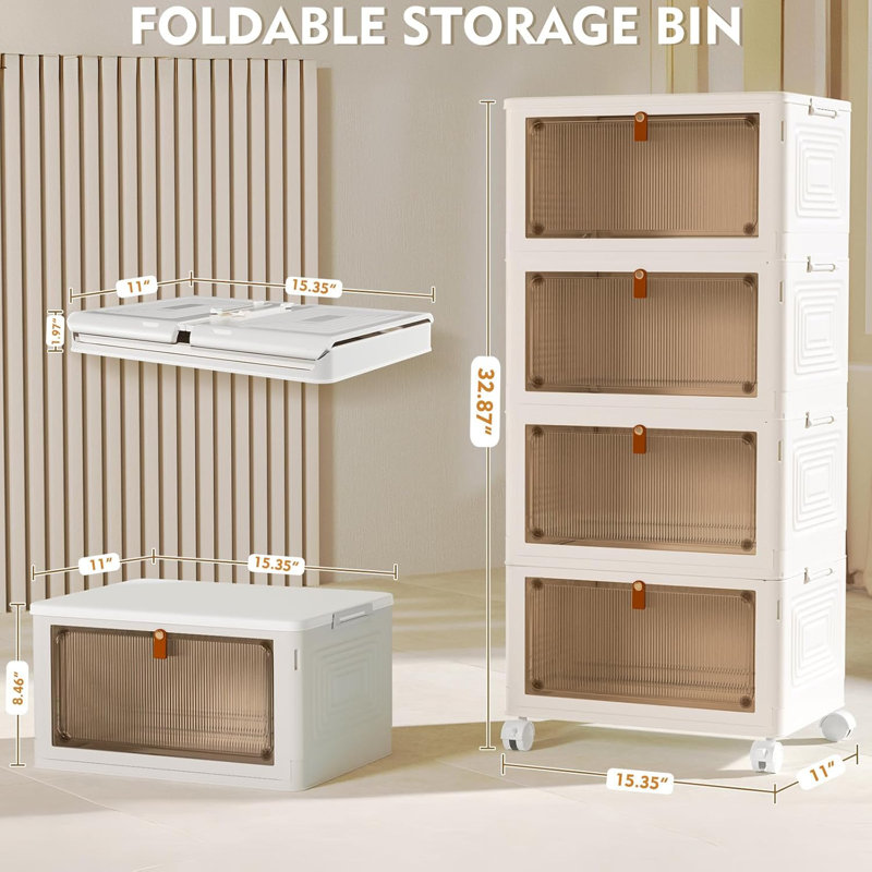 4-tier Stackable Plastic Storage Bins With Lids