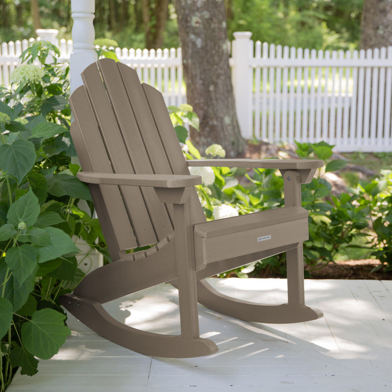 Chaise berçante d'extérieur en plastique Anette, Brun bois