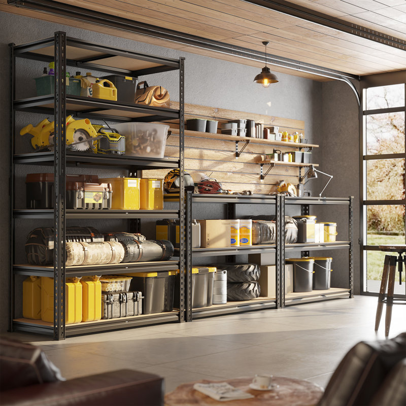 31.5"w Heavy-duty Steel Storage Shelving Unit With Rolled Edges, Adjustable Garage Shelving Unit For Garage, Basement, Pantry, Kitchen