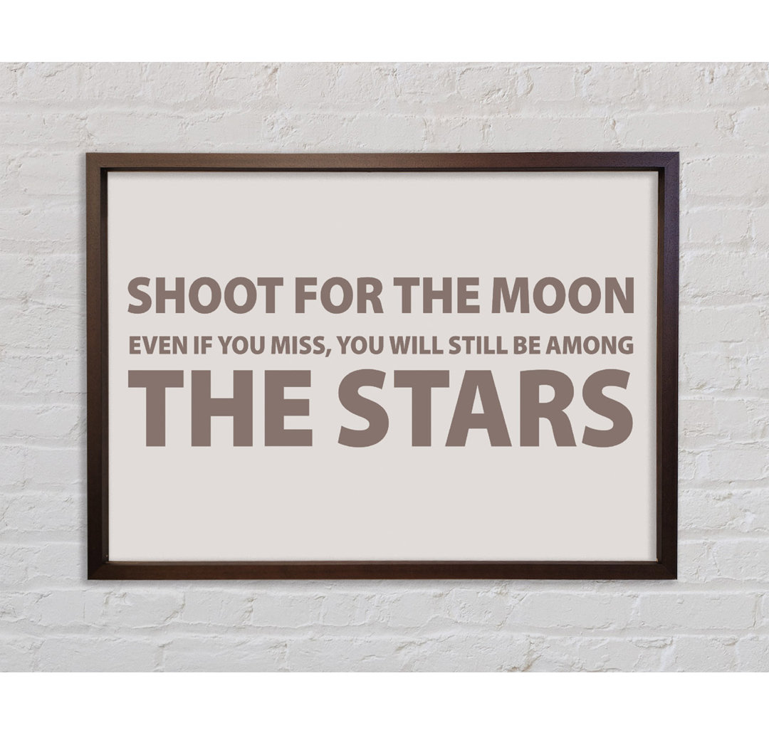 Motivationszitat Shoot For The Moon Beige - Einzelner Bilderrahmen Typografie auf Leinwand