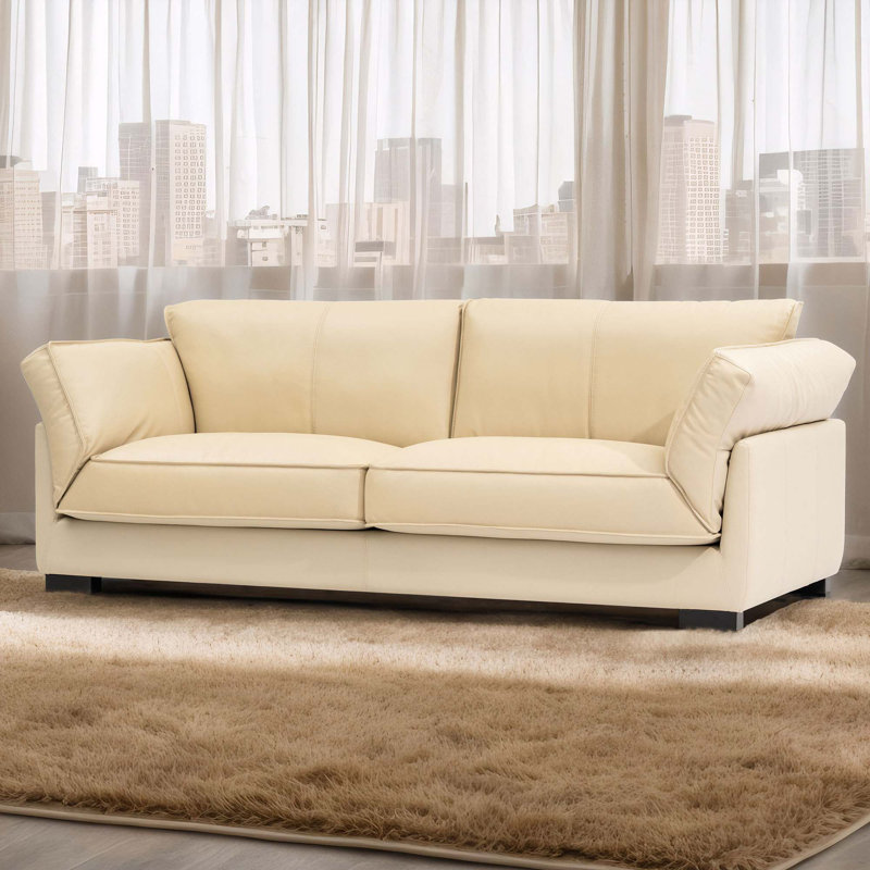 Canapé en cuir véritable 90 po, Beige