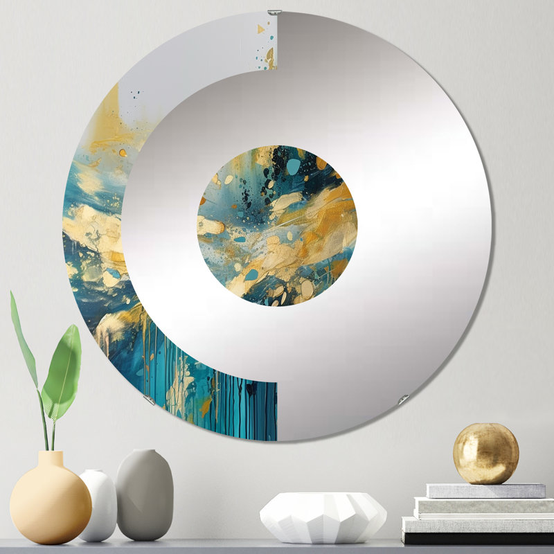 Miroir mural demi-cercle Golden Explosion Triangles IV, 23,6 po x 23,6 po